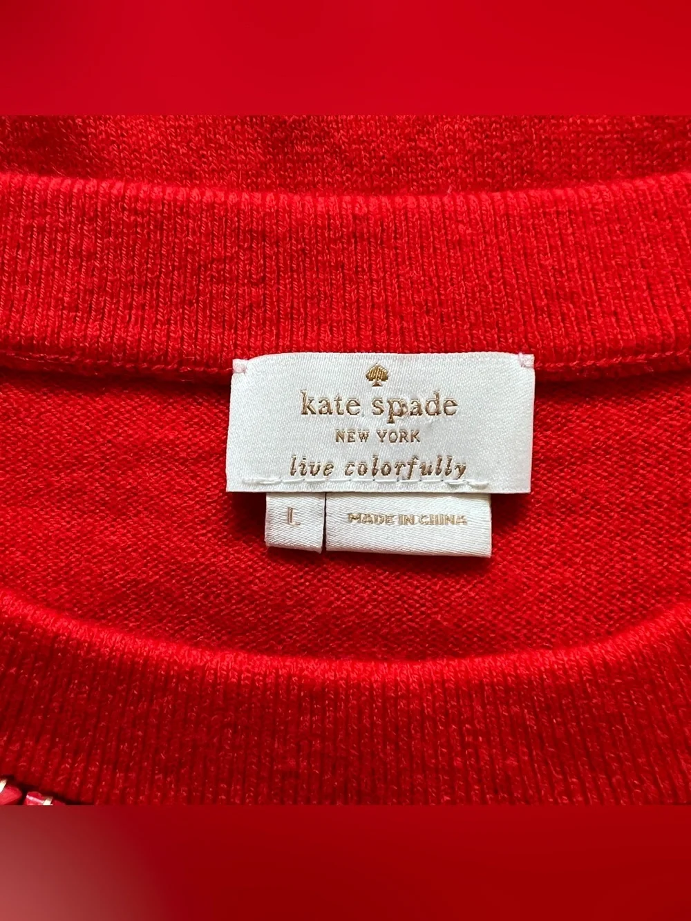 Kate Spade Embellished Collar Wool Cashmere‎ Sweater Preppy Quiet Luxury Sz L